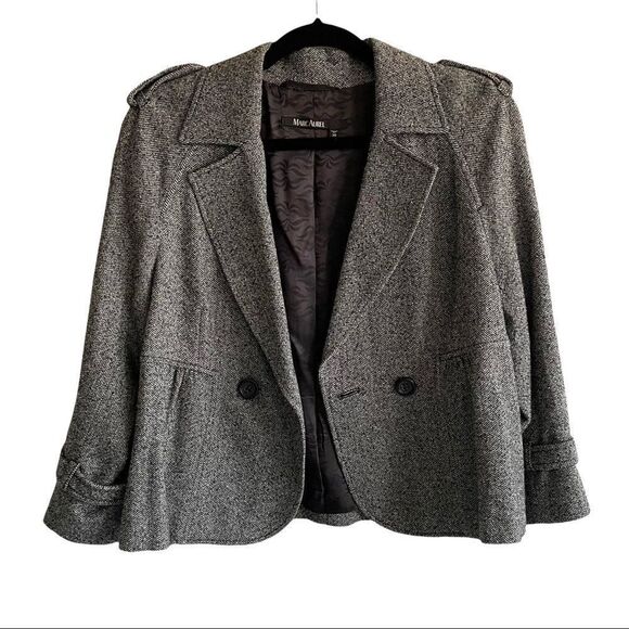 MARC AUREL Wool Blazer Jacket Black White Herringbone 38 - Picture 5 of 8